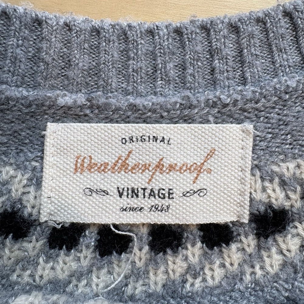 Weatherproof Vintage Women L Gray Sweater Fair Isle Nordic Knit SOME PILLING - Picture 11 of 14
